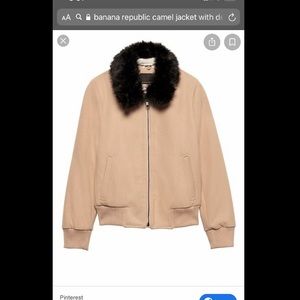 Camel banana republic jacket with faux fur